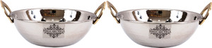 IndianArtVilla Set of 2 Steel Kadhai Kadhai 1.5 L