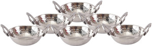 IndianArtVilla Steel Kadai with Embossed Handle Kadhai 4.2 L