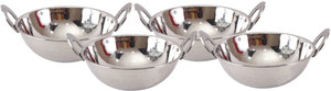 IndianArtVilla Steel Kadai with Embossed Handle Kadhai 4 L