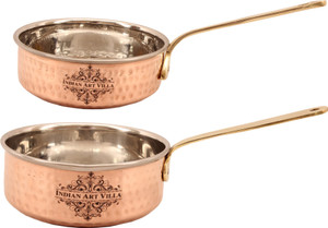 IndianArtVilla Set of 2 Steel Copper Fry Pan Pan 13.462 cm diameter