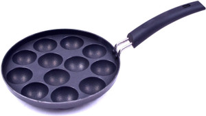 LMS Non-Stick 12 Cavity Appam Patra with Long Handle Pan 21 cm diameter