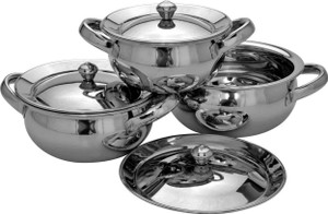 Meera Exclusive Plane Bottom Prabhuchetty Handi Set Handi