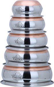 Taluka Stainless Steel Copper Bottom Handi Pot 5 Piece Set Combo Serving Handi Cookware Multi Purpose Handi 0.500 L, 0.800 L, 1 L, 1.3 L, 2 L
