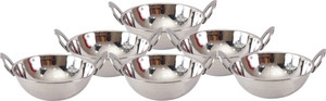 IndianArtVilla Steel Kadai with Embossed Handle Kadhai 6 L