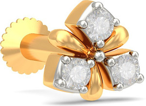 BlueStone Fuchsia 18kt Diamond Yellow Gold Stud