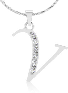 IskiUski Personalised V 14kt Swarovski Crystal White Gold Pendant