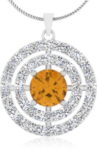 IskiUski Yellow Sapphire 14kt Swarovski Crystal White Gold Pendant