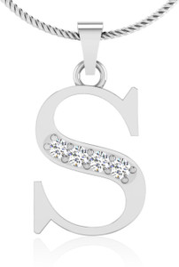 IskiUski Alphabetical S 14kt Swarovski Crystal White Gold Pendant