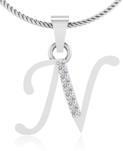 IskiUski Personalised N 14kt Swarovski Crystal White Gold Pendant