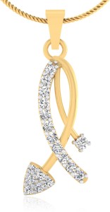 IskiUski Diamond Strings Pendant 14kt Swarovski Crystal Yellow Gold Pendant