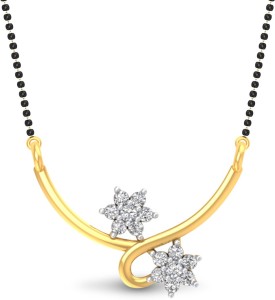 P.N.Gadgil Jewellers Twin Floral Tanmaniya 18kt Diamond Yellow Gold Pendant
