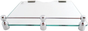 Royal Indian Craft RIC373 Brass Bracket Transparent Multi-Purpose Set Top Box/Speaker Glass Wall Shelf