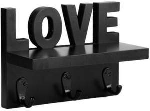 Onlineshoppee Love Design Wooden, Iron Wall Shelf