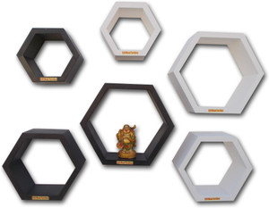BM WOOD FURNITURE Hexagon shaped MDF Wall Shelf