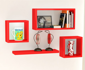 Home Sparkle Set of Cube Square Plain Wooden Wall Shelf