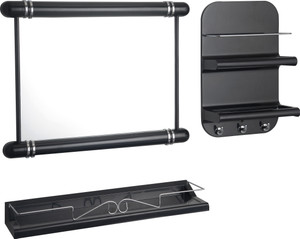 JVS 3 Pc Bathroom Orgainizer (Black) Plastic Wall Shelf