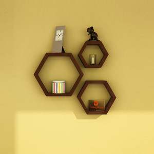 DriftingWood Hexagon Wooden Wall Shelf
