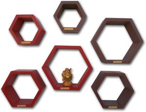 BM WOOD FURNITURE Hexagon shaped MDF Wall Shelf