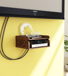 Home Sparkle Set Top Box Holder cum Remote Organizer MDF Wall Shelf