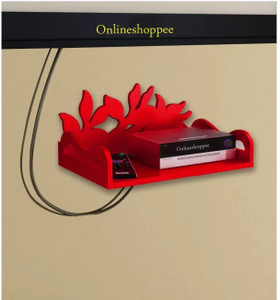 Onlineshoppee Set Top Box Holder cum Remote Organizer MDF Wall Shelf