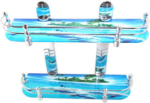 Royal Indian Craft Amazing Multi Color 18 By 5 Inch Multipurpose Double Glass Wall Shelf