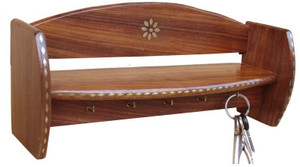 Saaga Wooden, Brass Wall Shelf