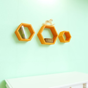 DecorNation Hexagon Shape MDF Wall Shelf