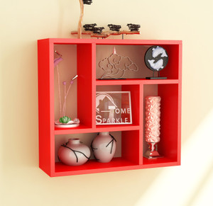 Home Sparkle Square Partitions MDF Wall Shelf