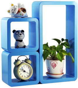 Usha Furniture Set of 3 Floating Storage Wall Rack Shelves Wooden Wall Shelf