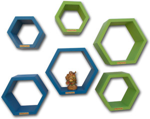 BM WOOD FURNITURE Hexagon shaped MDF Wall Shelf