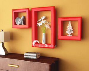 Home Sparkle Frame Shaped Wooden Wall Shelf