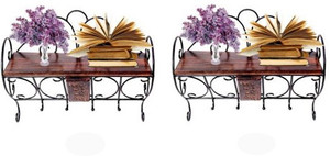 khan handicrafts Wooden, Iron Wall Shelf