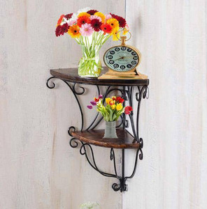 khan handicrafts Wooden, Iron Wall Shelf