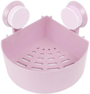 MSE Triangle Corner Caddy Suction basket Plastic Wall Shelf