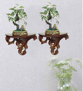 Onlineshoppee Wooden Rack Shelf pack of 2 Wooden Wall Shelf