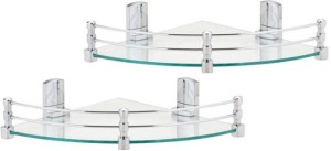 Royal Indian Craft 8 Inch Pack of 2 Glass Wall Shelf