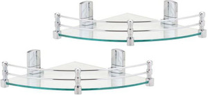 Royal Indian Craft 8 Inch Pack of 2 Glass Wall Shelf
