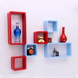 Onlineshoppee Cube Shape Floating MDF Wall Shelf