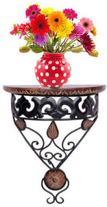 khan handicrafts Wooden, Iron Wall Shelf
