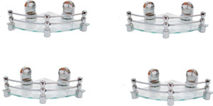 Royal Indian Craft Queen Bracket 8 By 8Inch White Pattern Printed (Pack of 4) Glass Wall Shelf
