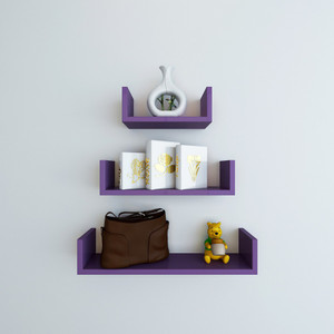 DecorNation U Shape Wooden Wall Shelf