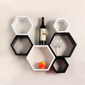 Wallz Art Hexagon Shape MDF Wall Shelf