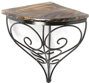 khan handicrafts Iron, Wooden Wall Shelf
