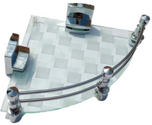 Royal Indian Craft Toughened Glass 8 Inch White Pattern Printed Glass Wall Shelf