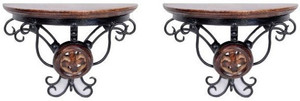 Onlineshoppee Wooden, Iron Wall Shelf