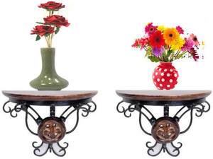 khan handicrafts Wooden, Iron Wall Shelf