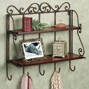 Onlineshoppee Antique Look Foldable Iron Wooden Wall Shelf