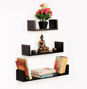 Bluewud Wall Book Shelf Caesar - 3 Shelves Wooden Wall Shelf