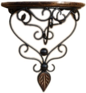 Saaga Wooden, Iron Wall Shelf