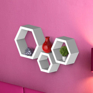 Decor Heart Hexagon shape set of 3 MDF Wall Shelf